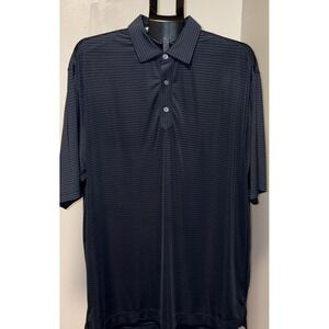 Footjoy Golf Polo Shirt, Men Sz L Black Striped Short SleevePreppy 1/4 Button